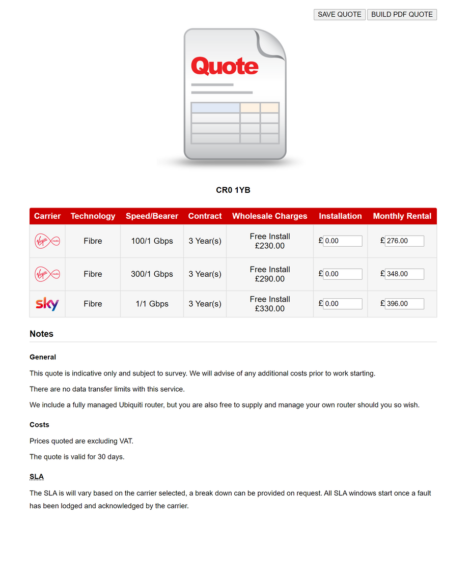 Build Customer Quote
