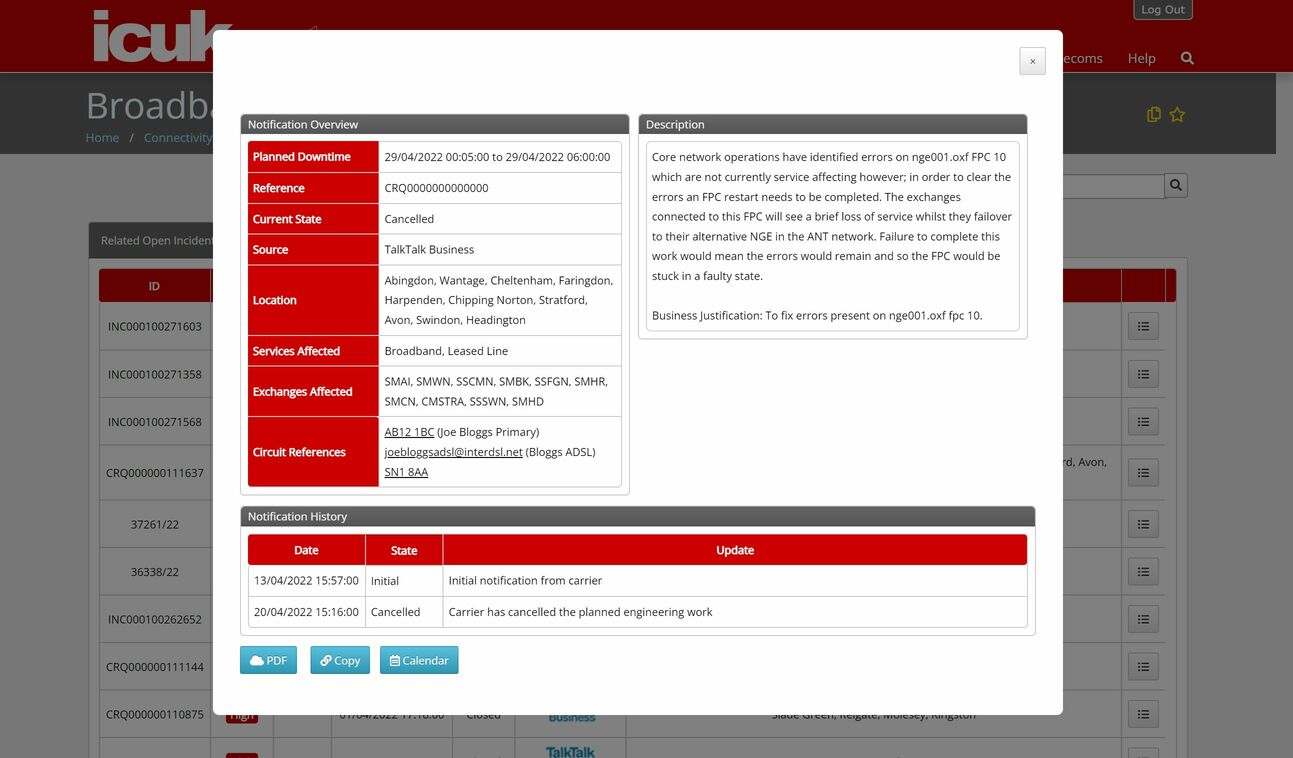 Example Notification