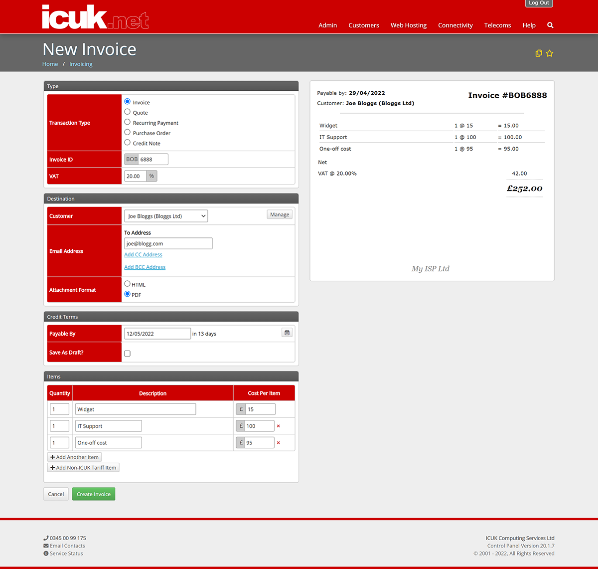 Raise Manual Invoice
