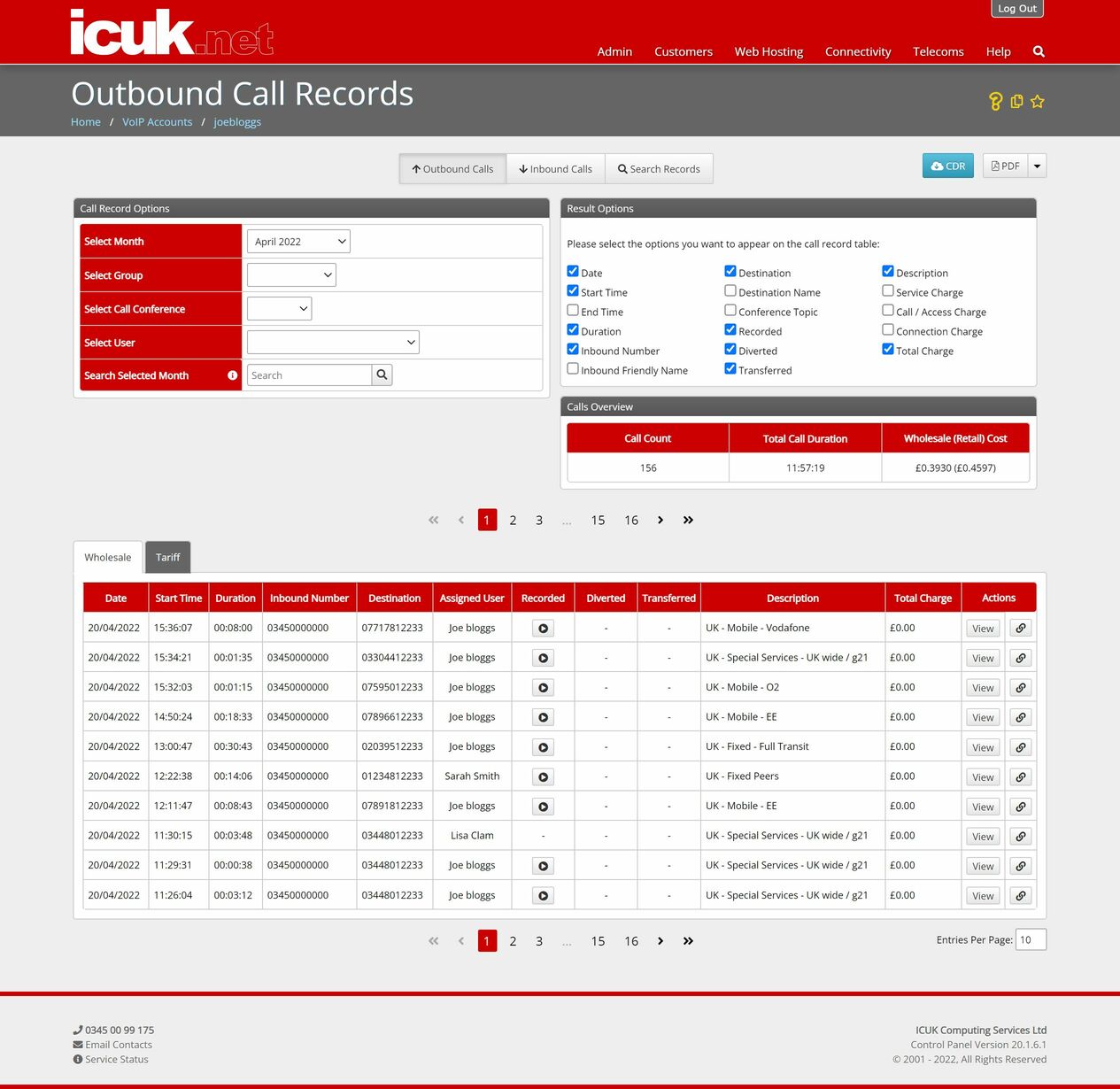 Reseller Itemised Call Records